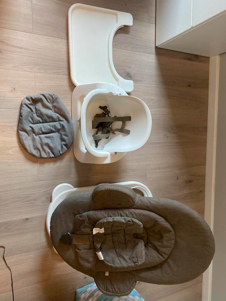 Set stokke stoel, Kinderen en Baby's, Kinderstoelen, Gebruikt, Aanschuifbaar, Afneembaar eetblad, Gordel(s), Stoelverkleiner, Ophalen
