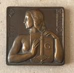 Médaille carrée en bronze, Louis Dupont , La ville de Liège, Enlèvement ou Envoi, Bronze
