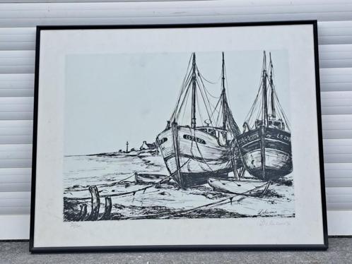 lithographie marine signe delacoux, Antiek en Kunst, Kunst | Litho's en Zeefdrukken, Ophalen of Verzenden