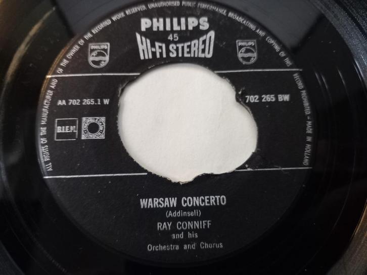 Ray Conniff And His Orchestra  ‎– Warsaw Concerto, CD & DVD, Vinyles Singles, Utilisé, Single, Pop, 7 pouces, Enlèvement ou Envoi