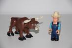 Vintage fisher price toys * stier 1980 + 2x cowboy 1977, Ophalen of Verzenden, Gebruikt, Speelset