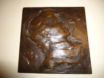 1896 O. BERCHMANS Liège plaque bronze Art Nouveau profil 