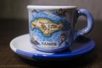 Mokkatasje Samos wit/blauw, Ophalen of Verzenden, Zo goed als nieuw, Porselein, Kop en/of schotel