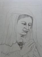 MON VAN GENECHTEN / KASTEL'S GELOOF / ZW-W ETS / 65x50cm SIG, Antiek en Kunst, Ophalen of Verzenden