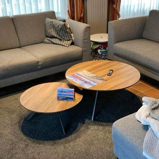 Set 2x Salontafel Oak Look, Huis en Inrichting, Tafels | Salontafels, Gebruikt, Rond, Overige houtsoorten, Ophalen