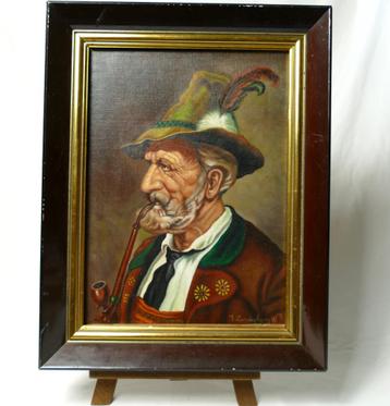 Huile sur toile, Vieil homme à la pipe. D'après P. Hempe (18