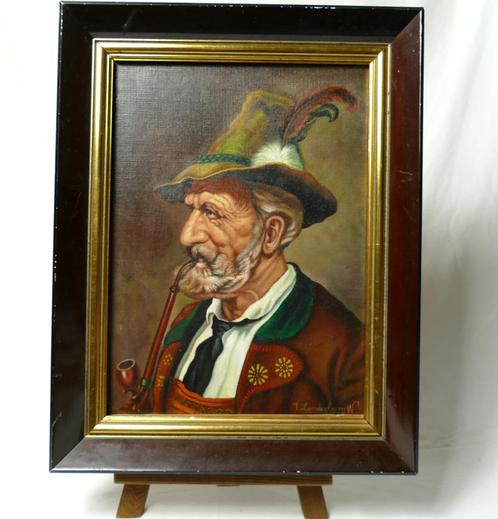 Huile sur toile, Vieil homme à la pipe. D'après P. Hempe (18, Antiquités & Art, Art | Peinture | Classique, Enlèvement ou Envoi