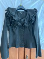 Mooie zwarte blouse met rushes, Kleding | Dames, Ophalen, Zo goed als nieuw, Maat 38/40 (M)