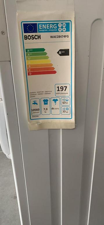 Wasmachine Bosch, 1200 à 1600 tours, 6 à 8 kg, Classe énergétique A ou plus économe, Comme neuf