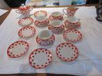 Deel van oud servies met oranje rode bolletjes vintage, Antiek en Kunst, Antiek | Servies los, Ophalen