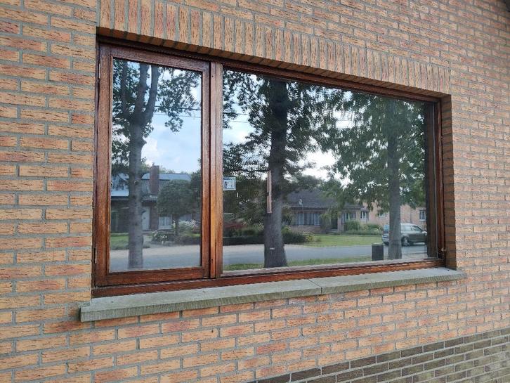 Houten ramen dubbelglas. Al uitgebroken, Doe-het-zelf en Bouw, Glas en Ramen, Zo goed als nieuw, Gevelraam of Ruit, 120 tot 160 cm