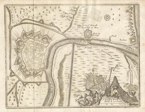 1769 - Nieuwpoort stadsplan, Antiek en Kunst, Kunst | Etsen en Gravures, Verzenden
