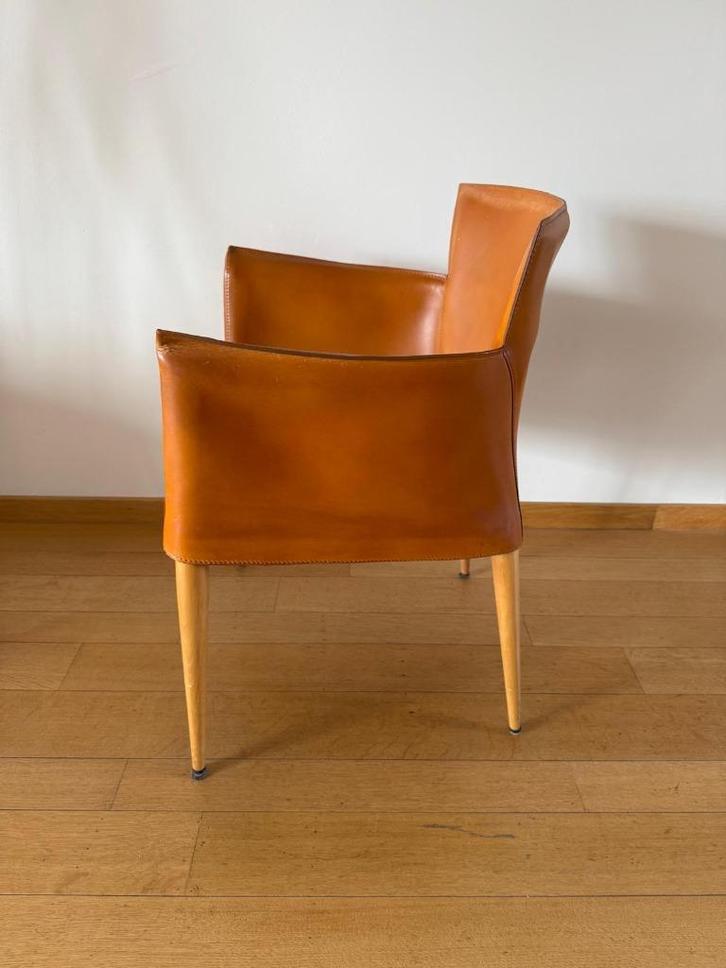 4 Vela stoelen Matteo Grassi, Huis en Inrichting, Stoelen, Gebruikt, Vier, Leer, Bruin, Ophalen