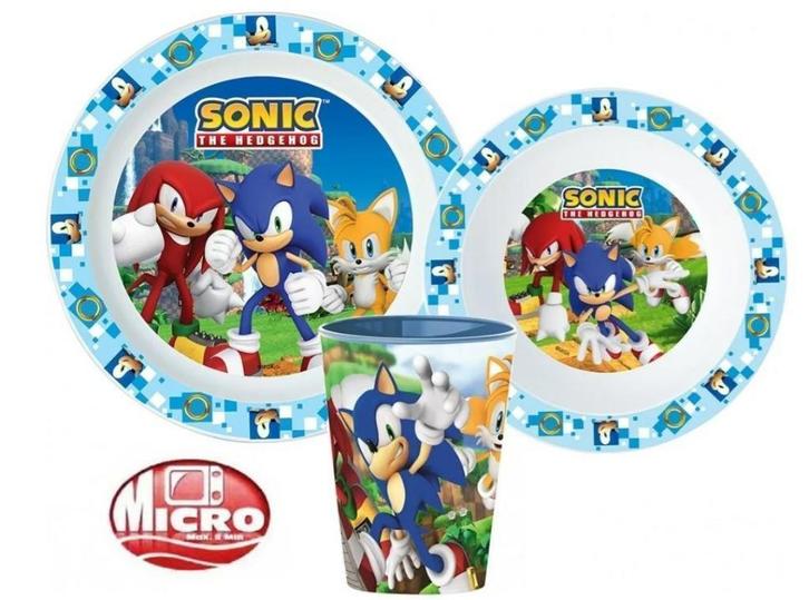 Sonic Kinderservies met Beker - Magnetron, Kinderen en Baby's, Overige Kinderen en Baby's, Nieuw, Ophalen of Verzenden