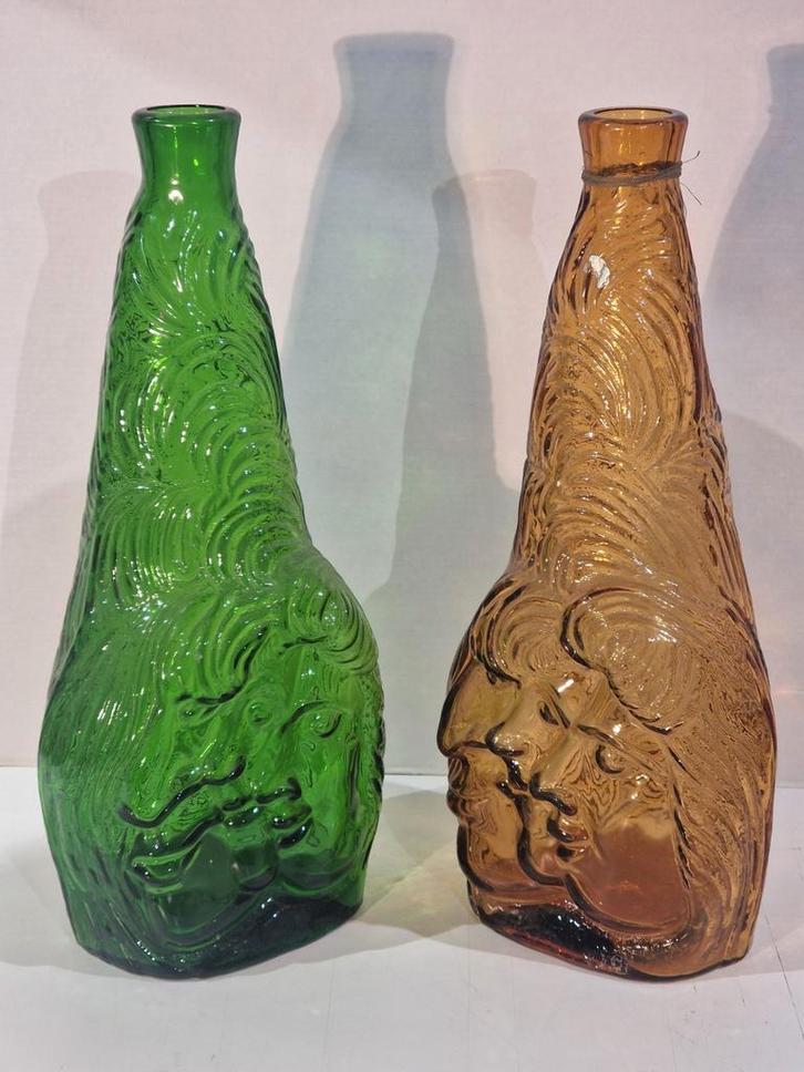 Empoli Genie glazen karaf , 3 gezichten , made in Italy, Antiek en Kunst, Antiek | Glaswerk en Kristal, Ophalen of Verzenden