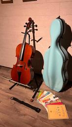 4/4 cello met hardcase koffer & cello staander, Muziek en Instrumenten, Strijkinstrumenten | Cello's, Ophalen, Zo goed als nieuw