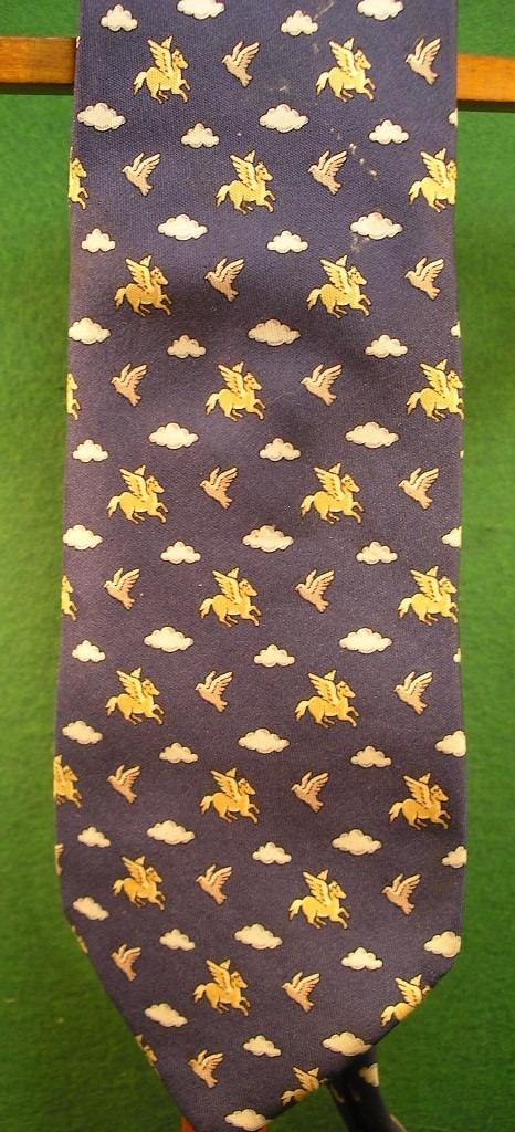 VINTAGE HERMES TIE/H5/WINGED PAARDEN, DUIVEN EN WOLKEN, Kleding | Heren, Stropdassen, Gedragen, Met patroon, Blauw, Ophalen of Verzenden