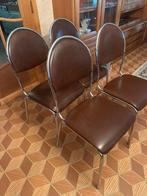 Set van 4 stoelen, Huis en Inrichting, Stoelen, Ophalen, Bruin, Leer, Zo goed als nieuw