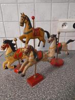 4 Houten paardjes op stokje, Antiek en Kunst, Ophalen of Verzenden