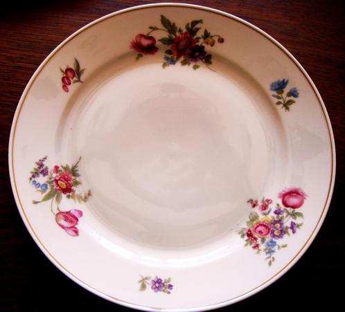 23 assiettes plates en porcelaine, fleurs, 60 ans Bavaria, Maison & Meubles, Cuisine | Vaisselle, Utilisé, Assiettes(s), Autres styles