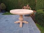Volledig massief eiken ronde eettafel. Geluchtgomd., Huis en Inrichting, Ophalen of Verzenden, Zo goed als nieuw