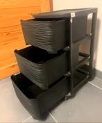 Ladenkast organizer zwart 3x lades, Kunstof, L32 x B37 x H61, Huis en Inrichting, Kasten | Roldeurkasten en Archiefkasten, Ophalen