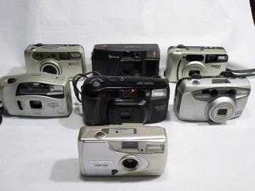 7x point and shoot analoge camera's + vintage Konica C35 EF beschikbaar voor biedingen