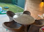 Tuinset . 4 stoelen en tafel, Tuin en Terras, Ophalen, 4 zitplaatsen, Gebruikt, Rotan