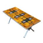 Vintage Metakor salontafel geëglomiseerd glas en chroom uit, Antiek en Kunst, Ophalen