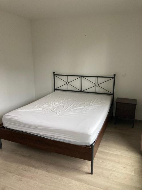 Bed & kast Ikea Musken, Huis en Inrichting, Slaapkamer | Bedden, Gebruikt, Tweepersoons, 160 cm, 200 cm, Hout, Bruin, Verstelbaar