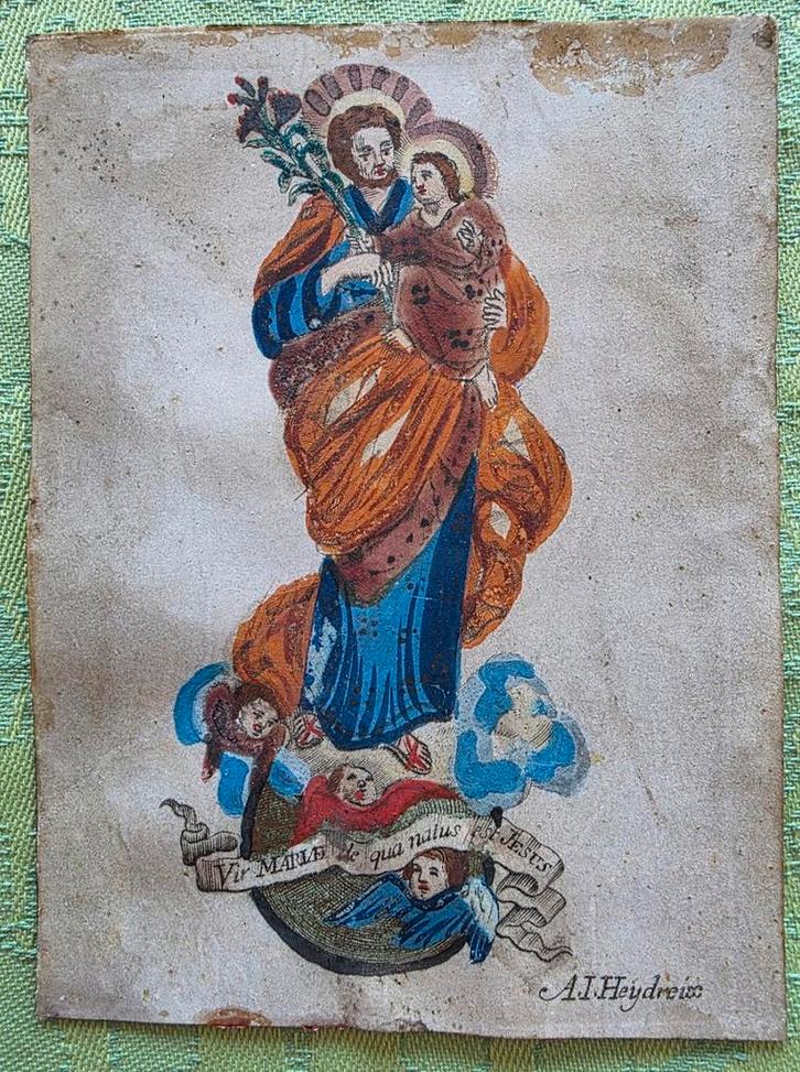 Religieuze miniatuur- devotieprent 1820, Verzamelen, Bidprentjes en Rouwkaarten, Ophalen of Verzenden