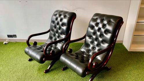 2x authentieke Chesterfield zetels (Slipper Chair), Antiek en Kunst, Antiek | Meubels | Stoelen en Sofa's, Ophalen