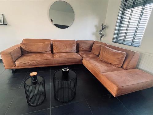 Cognac-bank met dagbed, Huis en Inrichting, Zetels | Complete zithoeken, Gebruikt, Ophalen