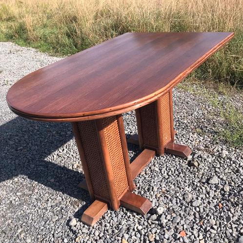 Vintage jaren ‘60 beech wood  wicker tafel, Antiek en Kunst, Antiek | Meubels | Tafels, Ophalen
