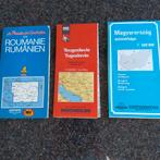 3 vintage wegenkaarten: Hongarije, Roemenië, Joegoeslavië., Boeken, Atlassen en Landkaarten, Ophalen of Verzenden, Gelezen