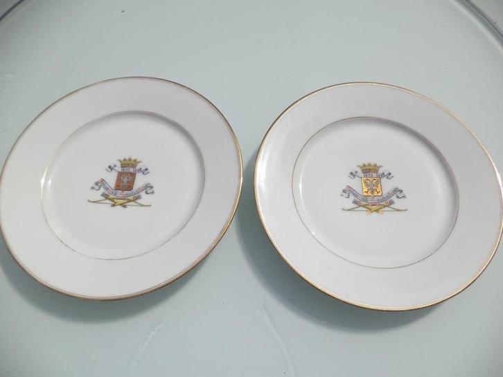 1889 2x borden Ronse schuttersgilde LIMOGES Sazerat Blondeau, Antiek en Kunst, Antiek | Porselein, Ophalen of Verzenden