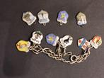 Bedelarmband, zilver, 25 cm lang, 10 bedels, Handtassen en Accessoires, Bedels, Overige merken, Ophalen of Verzenden, Zo goed als nieuw