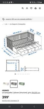 Lit une ou deux personnes Hemnes, Enlèvement, Comme neuf, Deux personnes, Gris