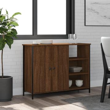 Dressoir 100x33x75 cm bewerkt hout bruin eikenkleur beschikbaar voor biedingen