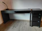 Zwarte bureau met ladekast, Huis en Inrichting, Bureaus, Ophalen, Bureau