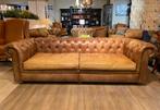 Stoere XL Chesterfield 3,5 zits bank Cogbac bruin dik leer, Antiek en Kunst, Ophalen of Verzenden