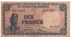 Congo belge, 10 francs, 1957, Timbres & Monnaies, Billets de banque | Belgique, Envoi, Billets en vrac