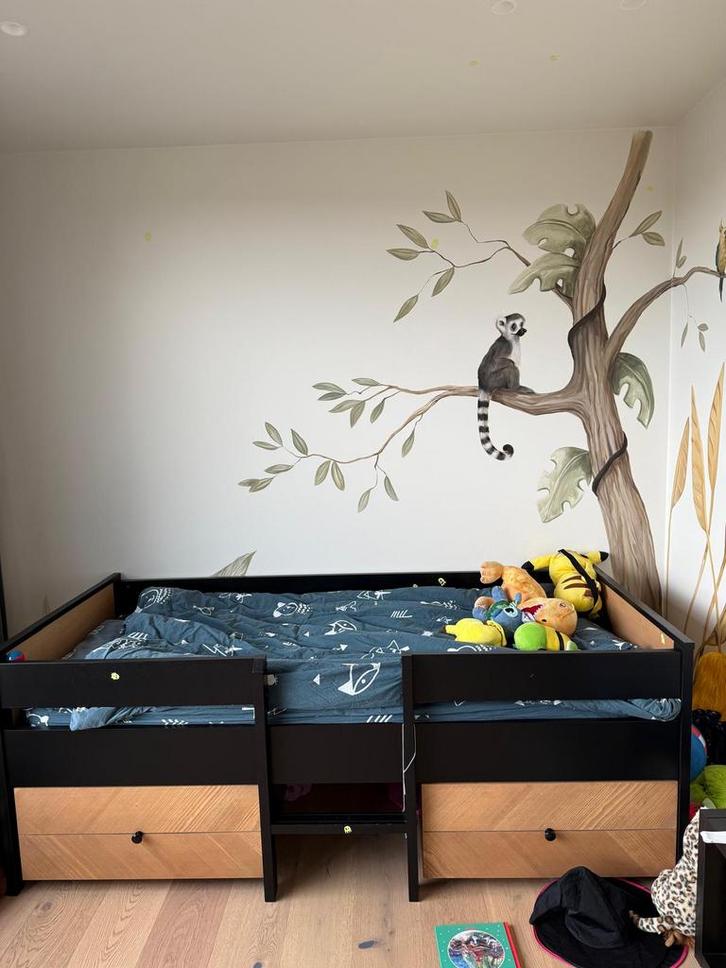 KinderBed + kast.  Bopita Job Compactbed Vintage Honey, Huis en Inrichting, Slaapkamer | Complete slaapkamers, Zo goed als nieuw