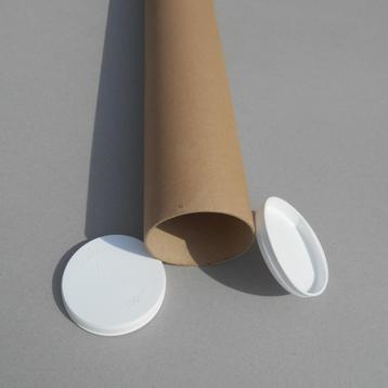 kartonnen verzendkokers (met 2 witte plastic doppen)