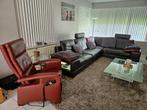 Lederen hoeksalon + lederen relax + salontafel, Ophalen, Gebruikt, Hoekbank, Leer