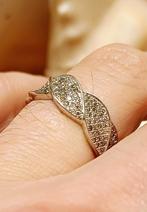 Zilveren ring vol briljantjes, Handtassen en Accessoires, Ringen, Ophalen of Verzenden, Zo goed als nieuw, Zilver, Zilver