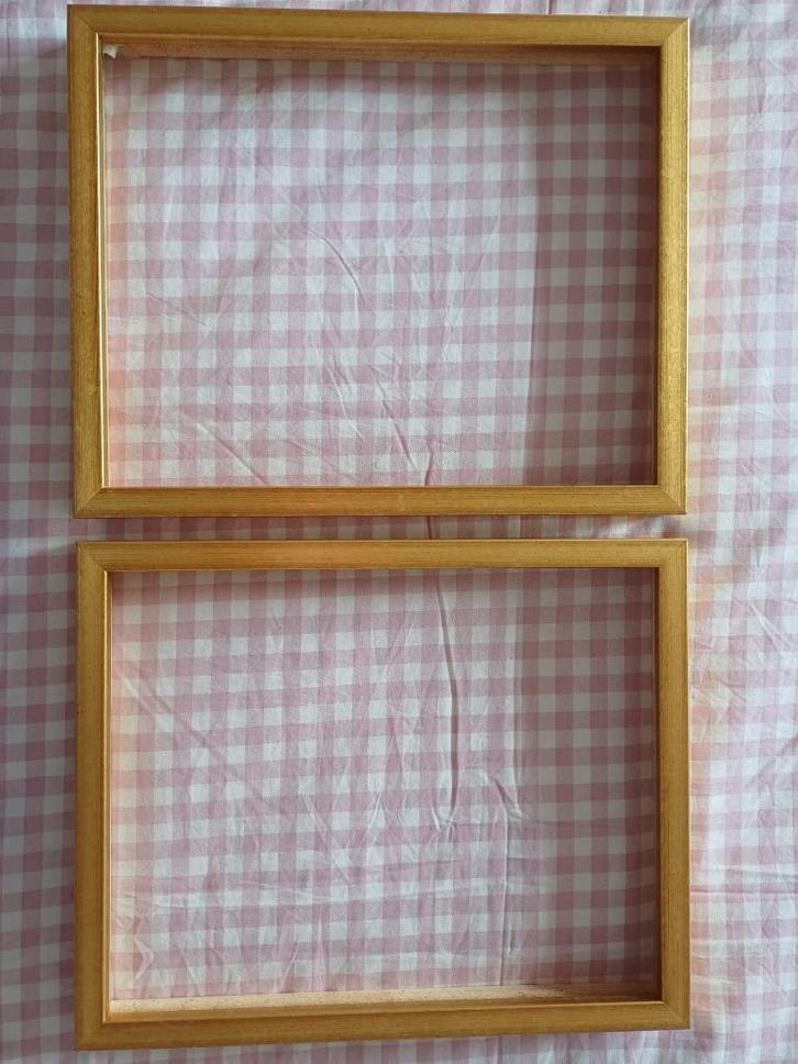 2 nieuwe gouden kadertjes, Huis en Inrichting, Woonaccessoires | Lijsten, Nieuw, Minder dan 50 cm, Minder dan 50 cm, Hout, Ophalen of Verzenden
