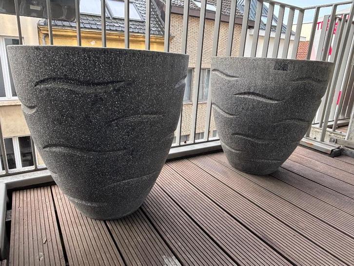 Pots de fleurs en fibre de verre aspect marbre, Jardin & Terrasse, Pots de fleurs, Comme neuf, Pierre, Intérieur, Balcon, Jardin