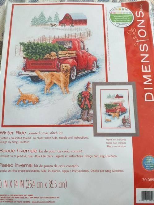 Borduurpakket Winter Ride van Dimensions, Hobby & Loisirs créatifs, Broderie & Machines à broder, Neuf, Set à broder, Envoi