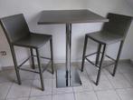 Bartafel met 2 barkrukjes, Ophalen, Metaal, 100 tot 150 cm, Vierkant